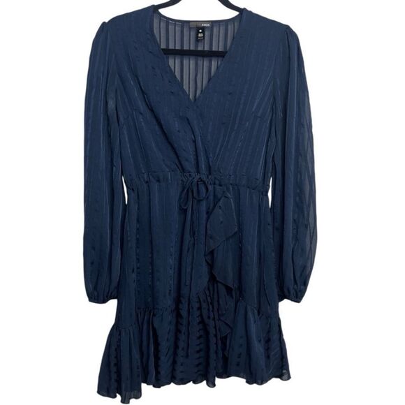 Aqua Bloomingdales Striped Long Sleeve Flowy Dress Blue Size Medium - Picture 2 of 3